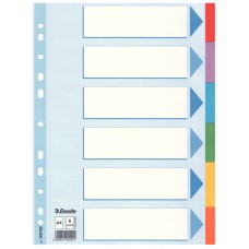 Разделитель листов А4 Esselte, картон, 6 разделов, цветной