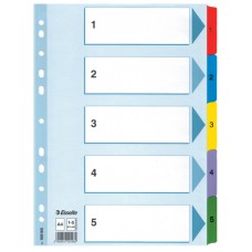 Разделитель листов А4 Esselte Mylar, картон, 1-5 раздел, цифровой