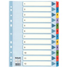 Разделитель листов А4 Esselte Mylar, картон, 1-12 раздел, цифровой