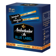 Кофе растворимый Ambassador Blue Label в стике, 25х1,8г, шоубокс