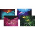Папка А4 непрозрачная на кнопке Optima "Universe", ассорти