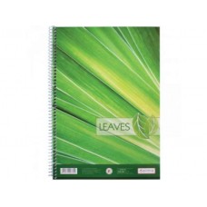 Блокнот Optima "Рисунки природы" Leaves, А4, 80 л., боковая спираль