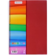 Блокнот Optima "Rainbow", А4, 80 л., боковая спираль, красный