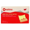 Блок для заметок с клейким слоем Optima, 75х125 мм, 100 л., неон желтый