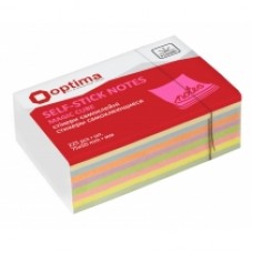 Блок для заметок с клейким слоем Optima "Magic Cube", 50х75 мм, 225 л., неон микс