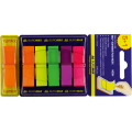 Закладки с клейким слоем Buromax Neon Pop-up (5+1), 45x12мм, 240 шт., прозрачные, 5 неоновых цветов