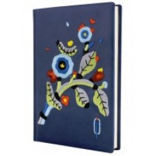 Ежедневник недатированный Optima "Вышивка ветка", А5, 320 л., искусственная кожа, темно-синий