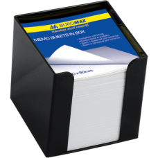 Бокс с белой бумагой Buromax, 90х90х90мм, 1000л., черная