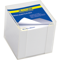 Бокс с белой бумагой Buromax, 90х90х90мм, 1000л., прозрачная