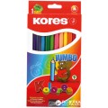 Карандаши цветные Kores "Jumbo", трехгранные, с точилкой, 12 цветов