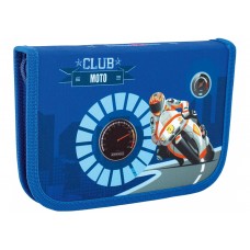 Пенал твердый Cool for school "Moto Club", с 1 отворотом