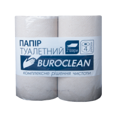 Бумага туалетная макулатурная Buroclean 4 рулона, на гильзе, серая