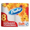 Бумага туалетная целлюлозная Диво Soft 8 рулонов, на гильзе, белая