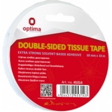 Лента клейкая двусторонняя "TISSUE Solvent", 18 мм х 10 м Optima Лента клейкая двусторонняя "TISSUE Solvent", 18 мм х 10 м Optima