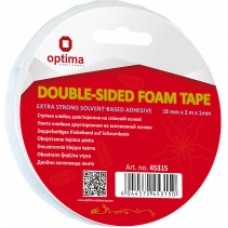 Лента клейкая двусторонняя "FOAM Solvent" на вспененной основе, 18 мм х 2 м х 1 мм Optima
